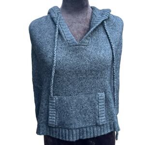 Lambswool Cotton Blend Hoodie Sweater Poncho Shrug M/L